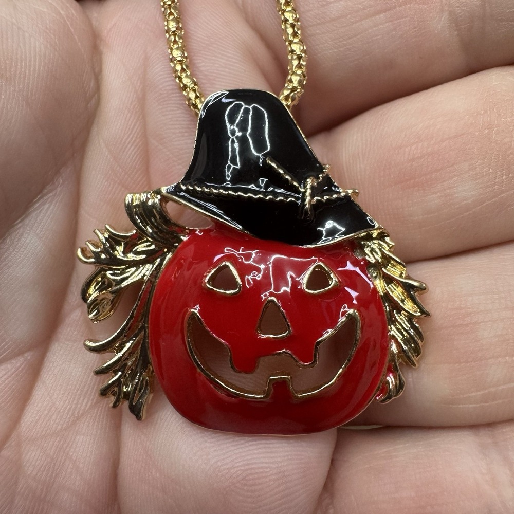 Betsey Johnson Jacko Lantern Pumpkin Broochβ Pendant Necklace